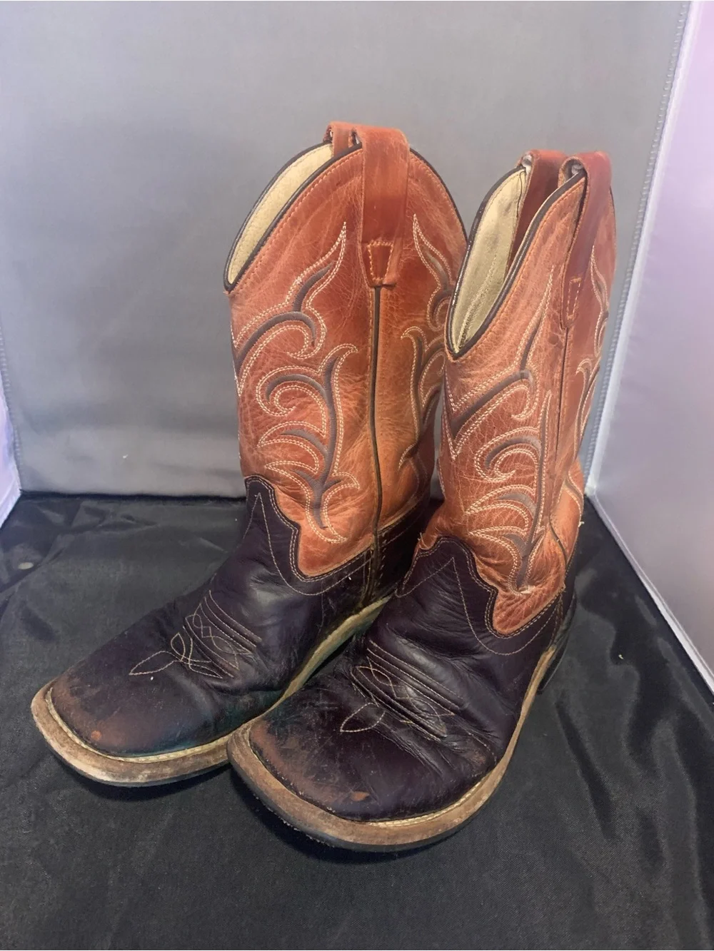 Old West Brown and Tan Kid’s ( Unisex ) Western Cowboy Boots
